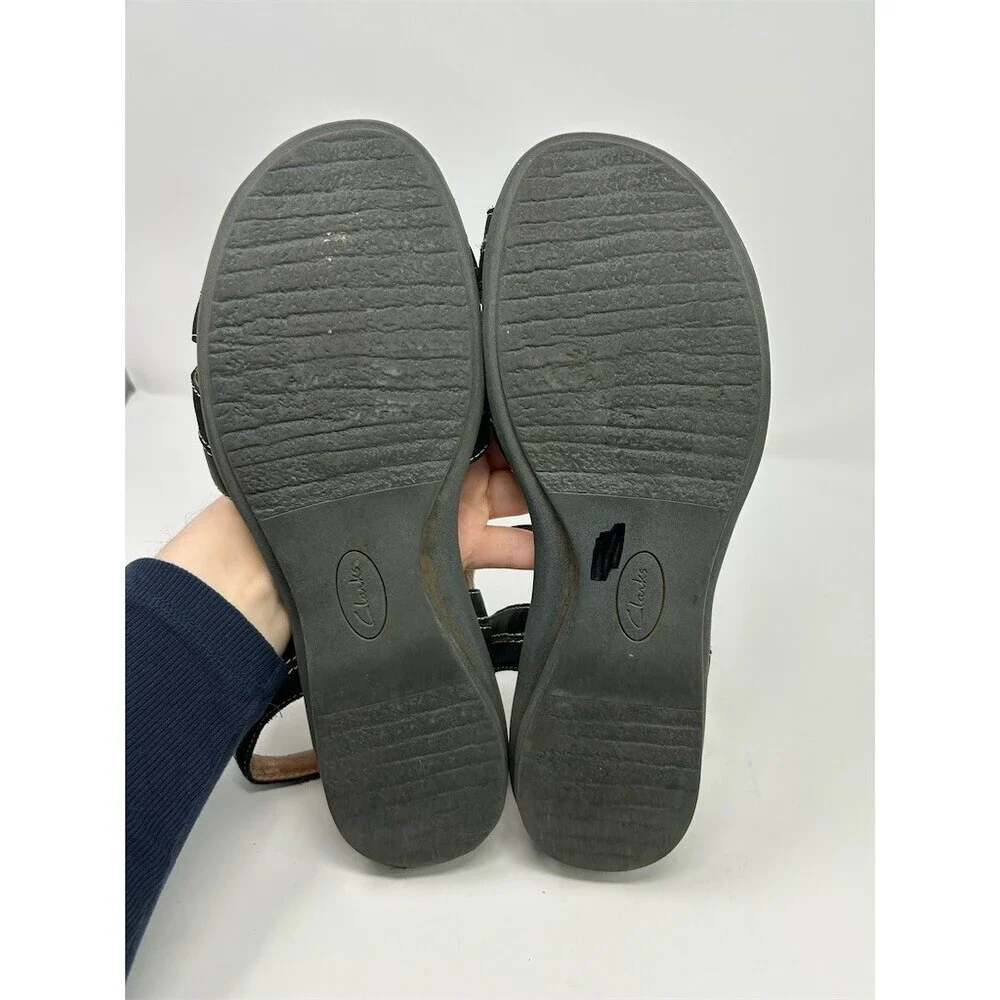 Clarks Artisan Black Leather Slingback Comfort Sandals Size 12 Summer Casual